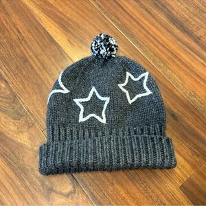 Madewell Grey Star Beanie Pom Pom Hat